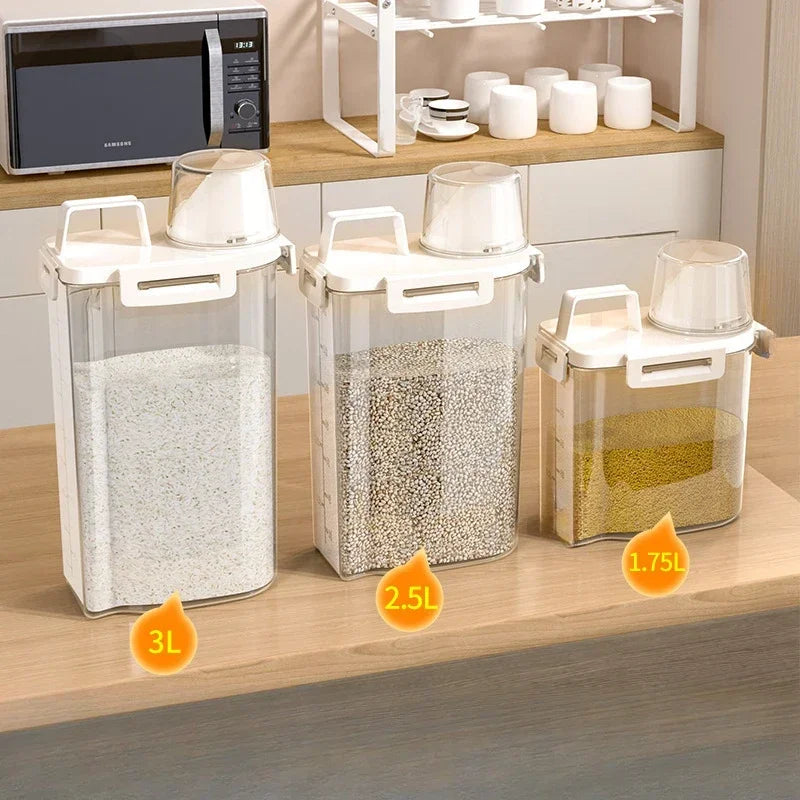 Plastic Storage Tank Moisture-proof Airtight Laundry Detergent Powder Cereal Storage Container with Measuring Cup Kitchen Items