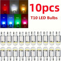 10-Pack T10 LED Bulbs 7 Vibrant Colors White Green Ice Blue Yellow Red Blue Pink Easy Installation 12V Hardwired Room Lighting