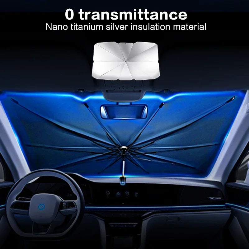 Folding Car Windshield Sunshade Umbrella | Summer UV Protection Front Window Parasol | Easy Storage Amagi