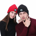 Winter Men Beanie Hat with LED Light Rechargeable Knitted Hat for Woman Cap Night Running Fishing Riding Sports Teenager Beanies