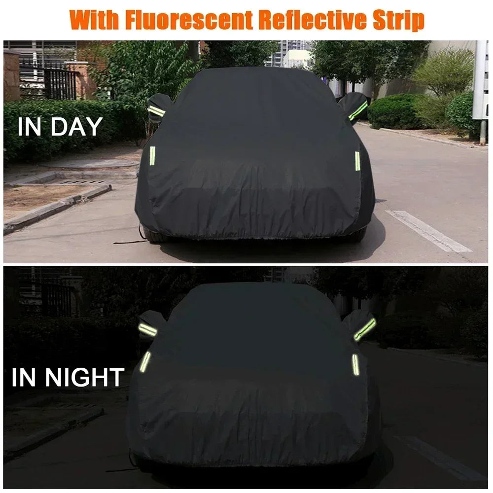 Universal For Audi A3 A4 A5 A6 A7 B7 B8 C5 Q2 Q3 Q5 7 Body Full Covers Black/Silver Outdoor Sun Snow Rain Protection Cover Amagi