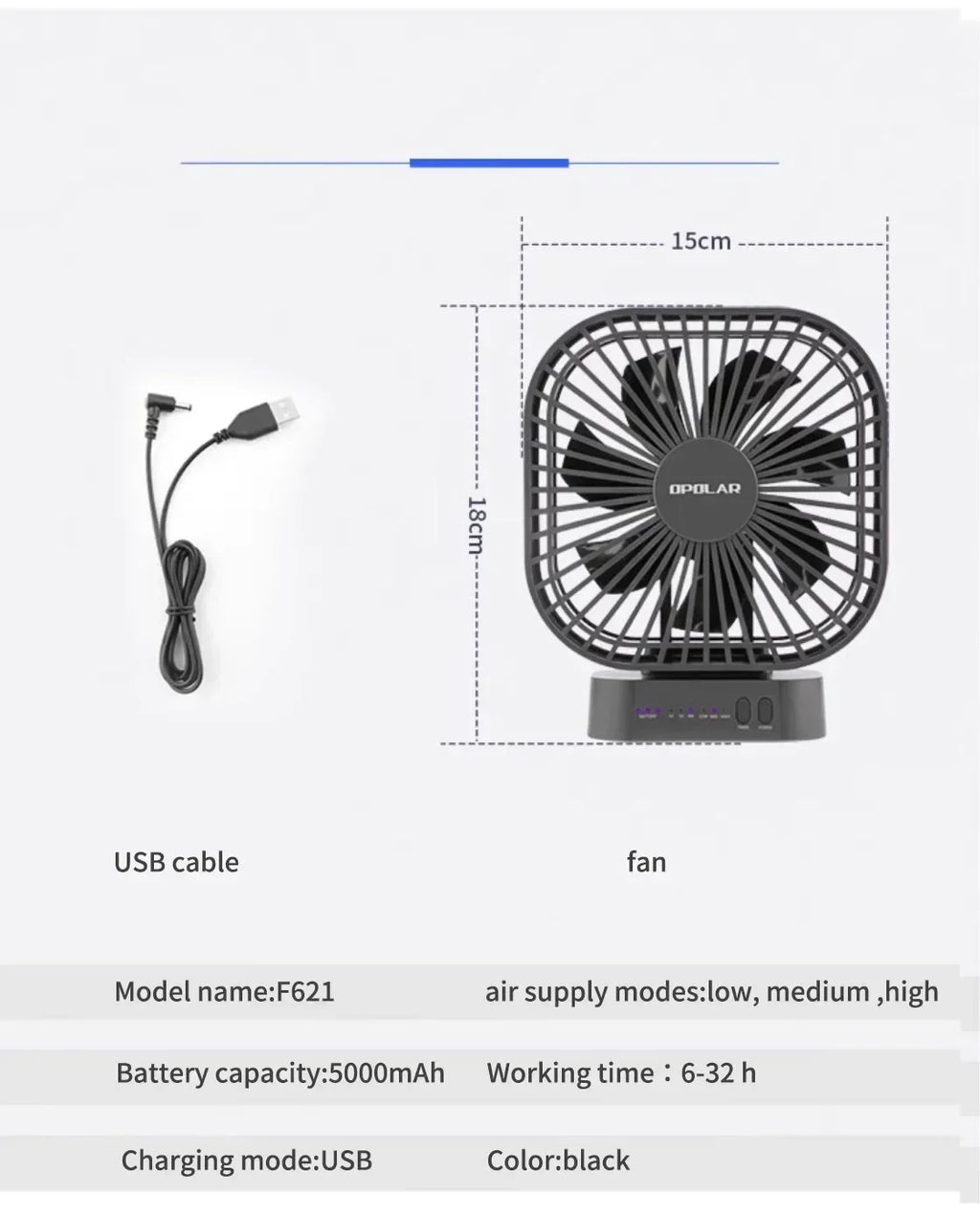 AD-Desktop Mini Rechargeable USB Fan With Timer Foldable 3 Speed 7 Leaf Portable Quiet Fan For Office Outdoor Camping Amagi