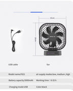 AD-Desktop Mini Rechargeable USB Fan With Timer Foldable 3 Speed 7 Leaf Portable Quiet Fan For Office Outdoor Camping Amagi