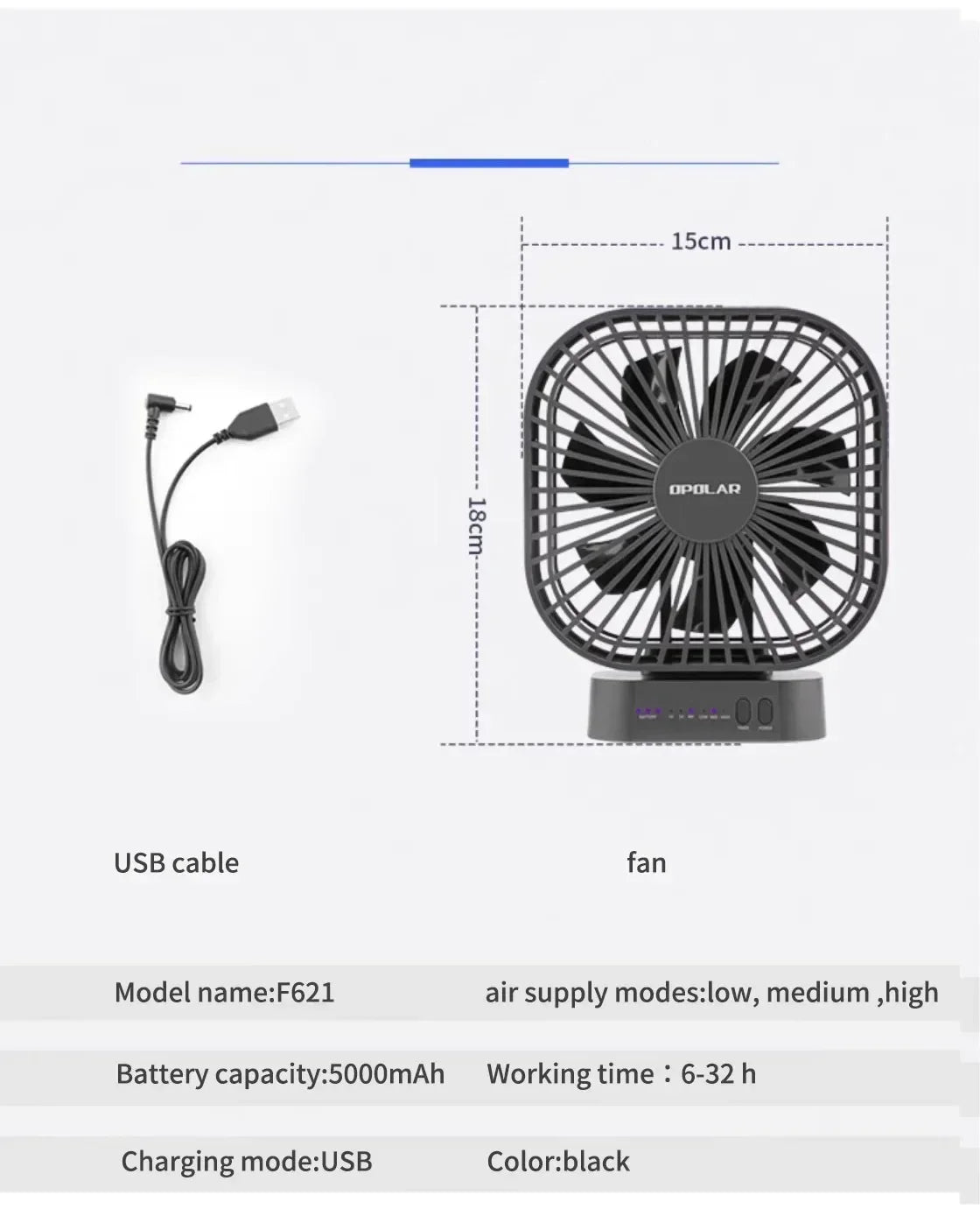 AD-Desktop Mini Rechargeable USB Fan With Timer Foldable 3 Speed 7 Leaf Portable Quiet Fan For Office Outdoor Camping Amagi