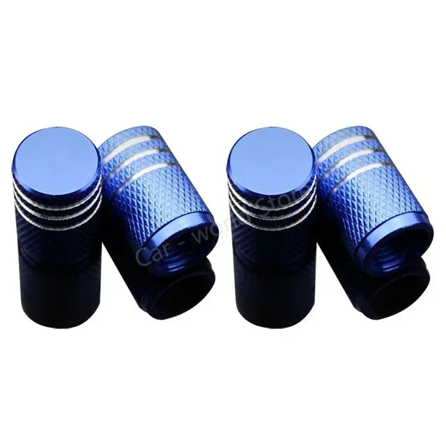 4Pcs Black Silver Car Tire Valve Stems Cap Knurling Style Tire Valve Cap Aluminum Tire Wheel Stem Air Valve Cap for US Schrader