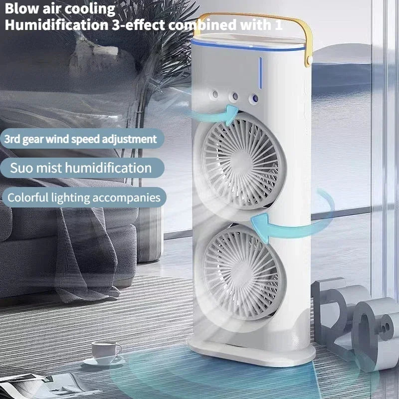 Cross Border Mini Electric Fan with Spray Cooling Function Portable Air Conditioning Household Desktop Use with LED Light Amagi