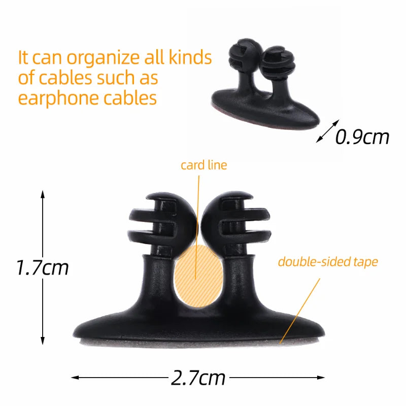 Car Cable Manager Hook Clasp Clamp Universal Auto Interior Dashboard Phone Charger Cable Holder Headphone Line Organizer Tools