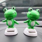 Cute Frog Car Interior Solar Decoration Bobble Head Frog Solar Powered Shaking Head Ornament Animated Car Dashboard Decoration