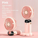 Car 3 in 1 Portable Fan Handheld Neck Desk Fan 5 Speed Digital Display Ultra Quiet Makeup Fan for Women Desktop Clip Office Amag