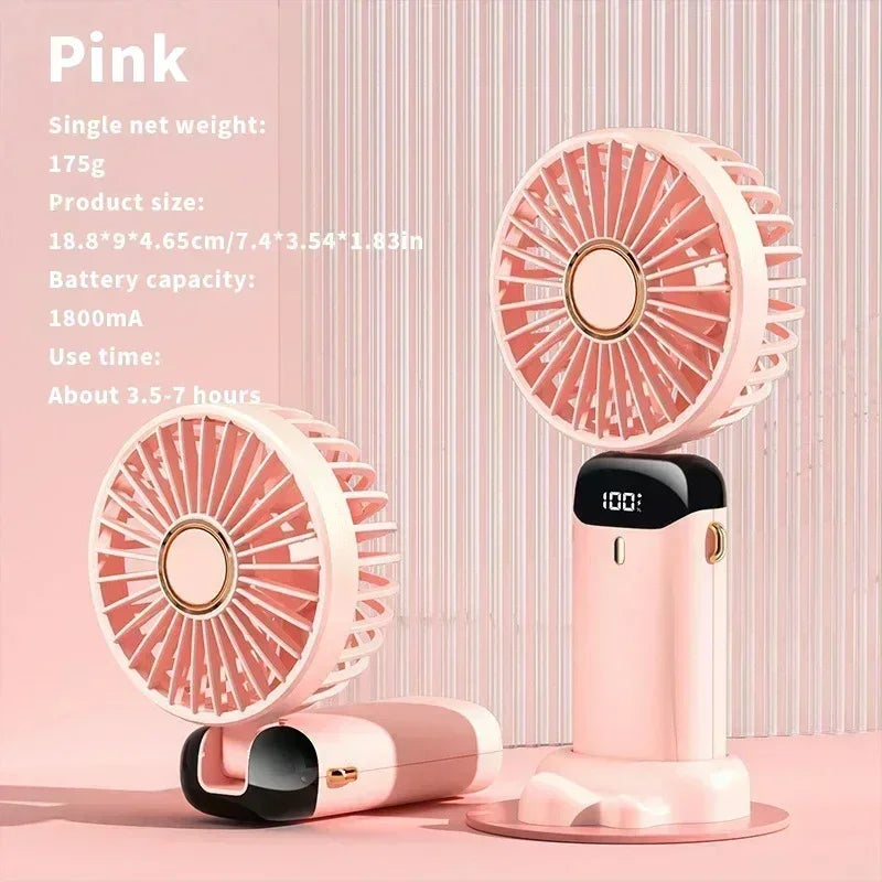 Car 3 in 1 Portable Fan Handheld Neck Desk Fan 5 Speed Digital Display Ultra Quiet Makeup Fan for Women Desktop Clip Office Amag