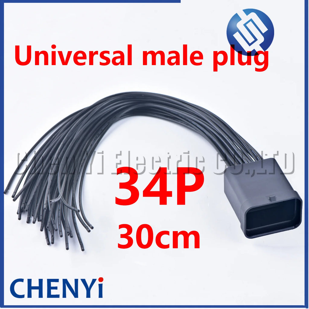34 Pin/Way Female or male Auto Oil Gas Connector ECU Straight PCB Plug With 30cm Wire Harness Pigtail 4-1437290-0 4-1437290-1
