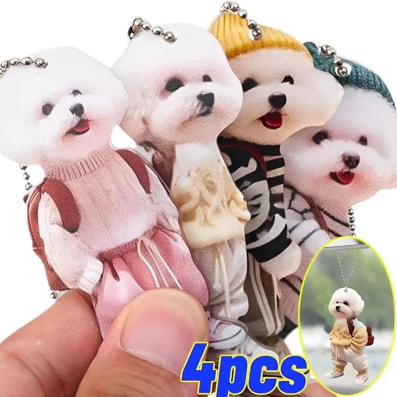 Creative Puppy Man Acrylic Creative Puppy Backpack Car Pendant Realistic Auto Rearview Mirror Ornament Car Interior Decoration