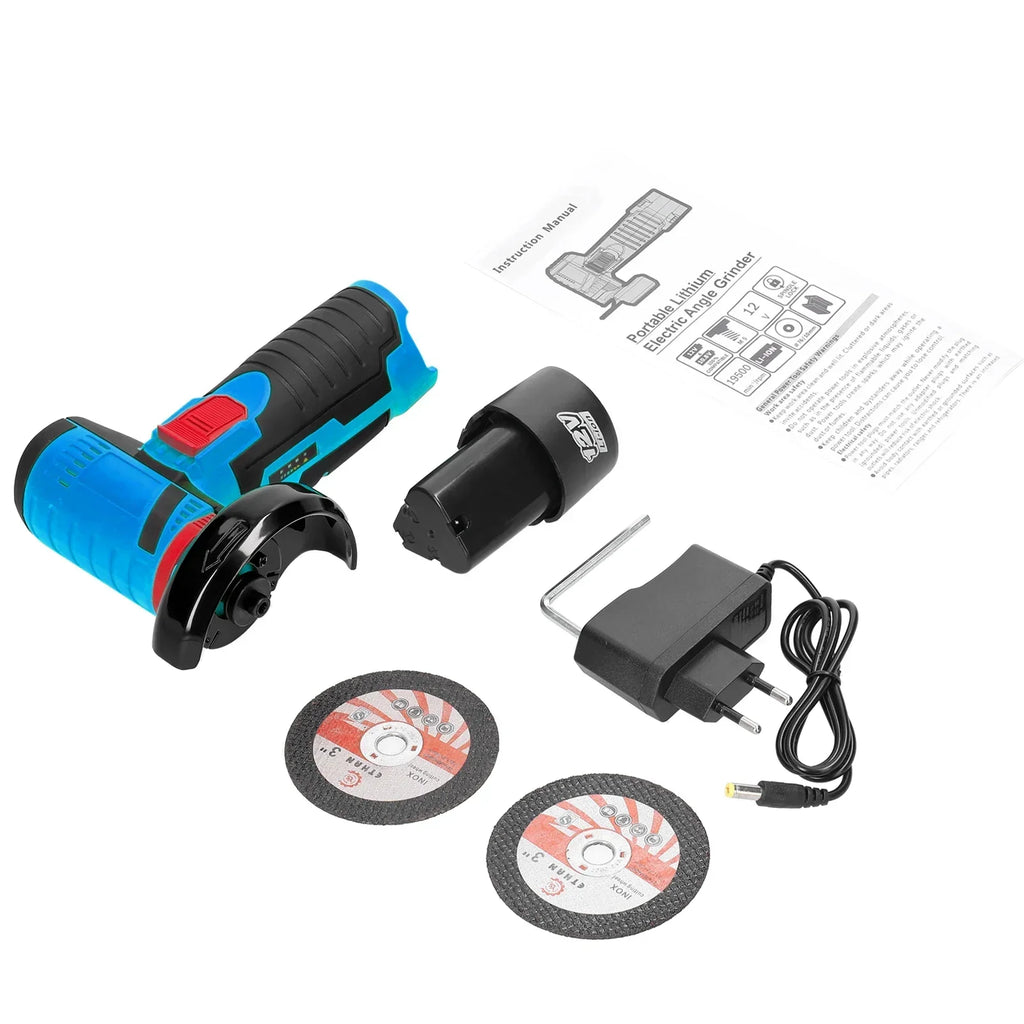 12V Cordless Electric Angle Grinder 19500rpm Lithium Battery Mini Polishing Grinding Machine Diamond Cutting Power Grinder Amagi