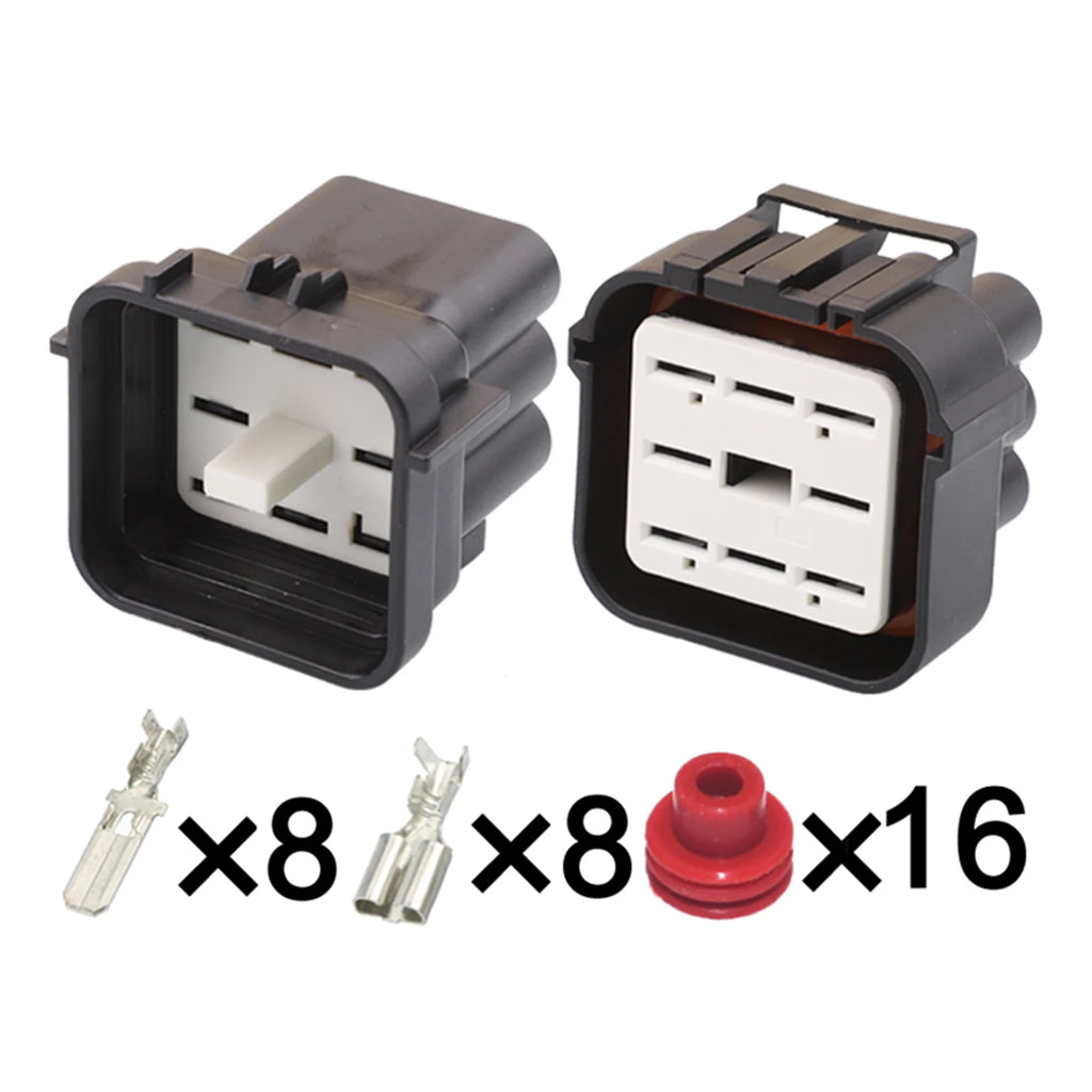 8-Pin Connector Waterproof 6.3mm Male Female Connector Terminal Wiring Harness Automobile Housing Cable Plug 344073-1 344079-1