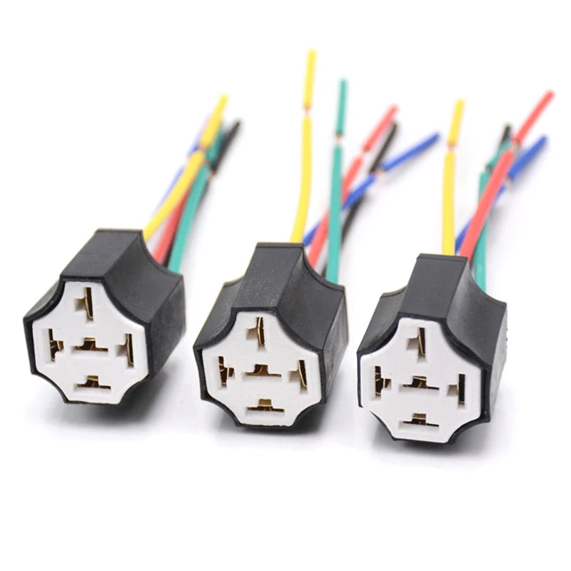 5 pins Auto relay socket 5 pin relay connector plug Ceramic Relay Holder Seat High Relay With Pins Ceramic Car relay holder