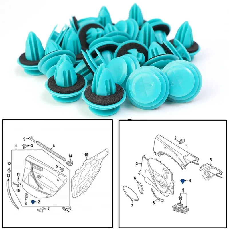Green Nylon Retaining Clip for Toyota Bumper Door Buckle Car Interior Accessories Auto Vehicle Retainer Fastener Rivet 40/20pcs