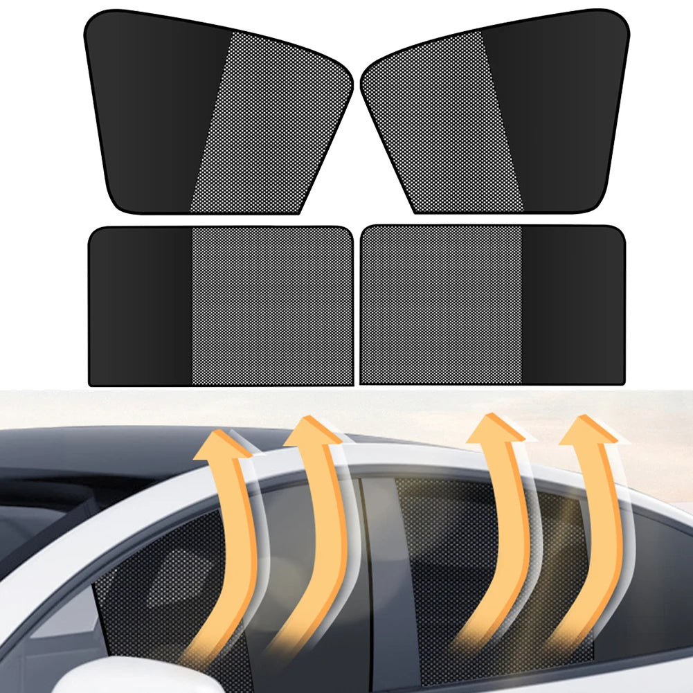 1pc Magnetic Car Side Window Sun Shade Cover Block Visor Mesh Shield UV Block Sun Shade Protection Black Auto Accessories