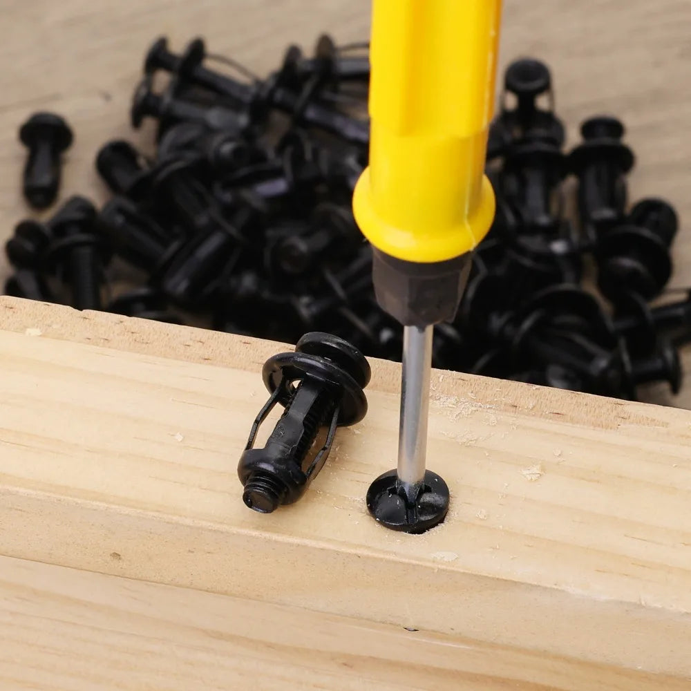 Universal Car License Plate Screws Mounting Kit M4 M5 M6 Auto Fastener Expansion Nuts Carbon Steel Black Bolts for Bumper Frame