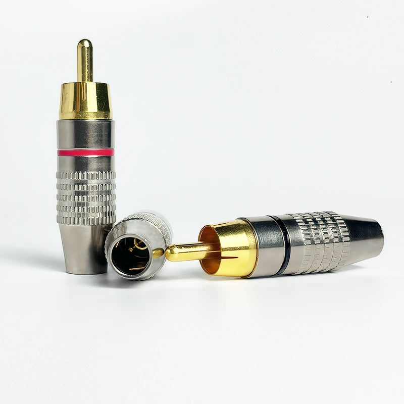 4/10/20PCS Solderless Gold-Plated RCA Plugs, Metal AV Audio Video Connectors for Amplifier, Speaker, DIY Easy Installation