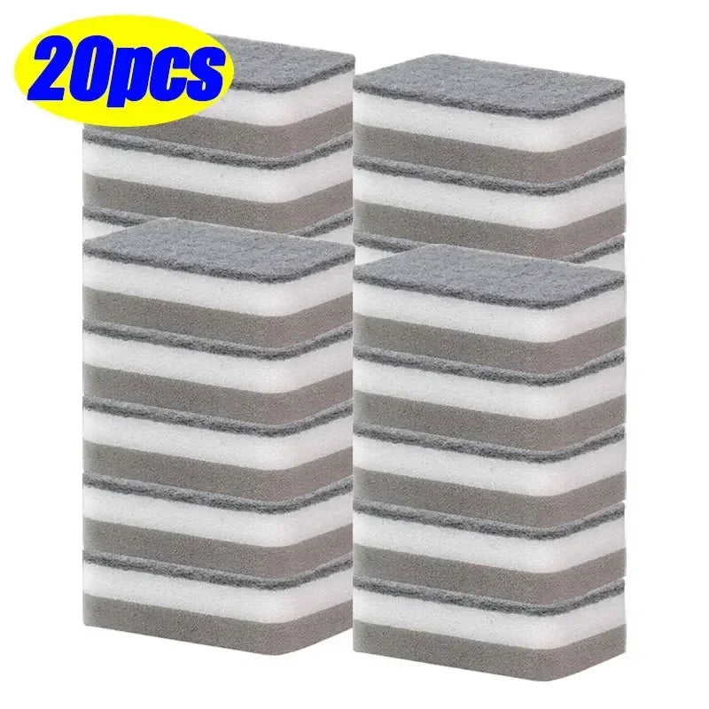 5-50PCS Double-sided Cleaning Sponges Magic Super Absorbent Pan Pot Dishwashing Scouring Pad Wipe Household Kitchen Clean Amagi