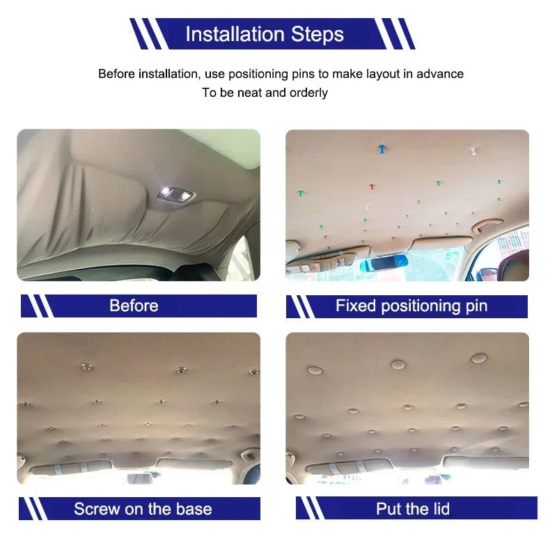 Car Roof Cloth Fixing Buckle Snap Rivets Retainer Car Interior Ceiling Buckles Headliner Auto Roof Metal Buckle Auto Accessories