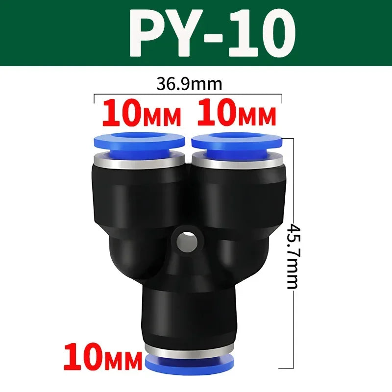Pneumatic Push-to-Connect Fittings Kit 20/100/500PCS Y W Shaped Air Water Oil Hose Connectors for Nylon Polyurethane Tubing