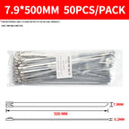 7.9mm Heavy Duty 304 Stainless Steel Zip Ties, Self-Locking Metal Straps for Industrial Machinery & Electrical Installations