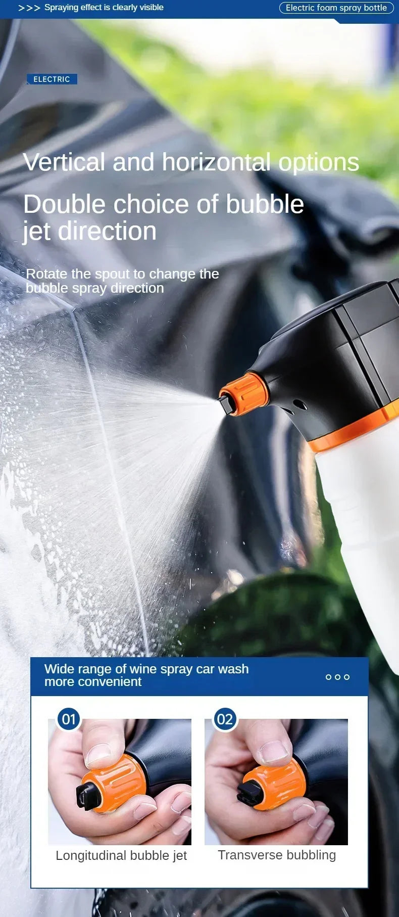 Electric Foam Sprayer Car Wash Clean Detailing Snow Cannon High Pressure Water Gun Rechargeable For Car Wash Foam Can Amagi