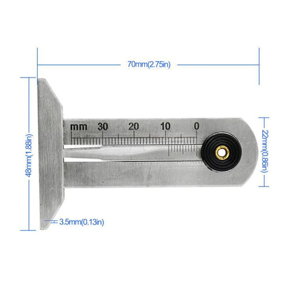 1pc Car Tire Tread  Depthometer Measuring Ruler Ruler Tread Depth Inspection Vernier Caliper Tool Depth Indicator Gauge Gage
