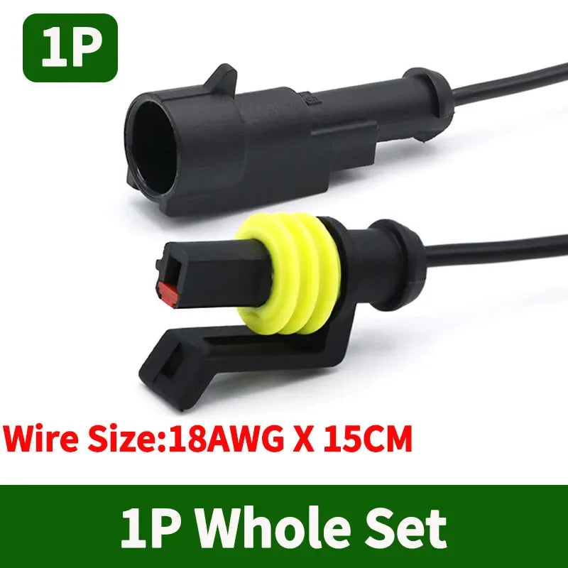 5/20/100Sets AMP Type 1.5 Series Automotive Waterproof Connector Plug Socket HID Male&Female 15CM Wire Harness 1P/2P/3P/4P/5P/6P