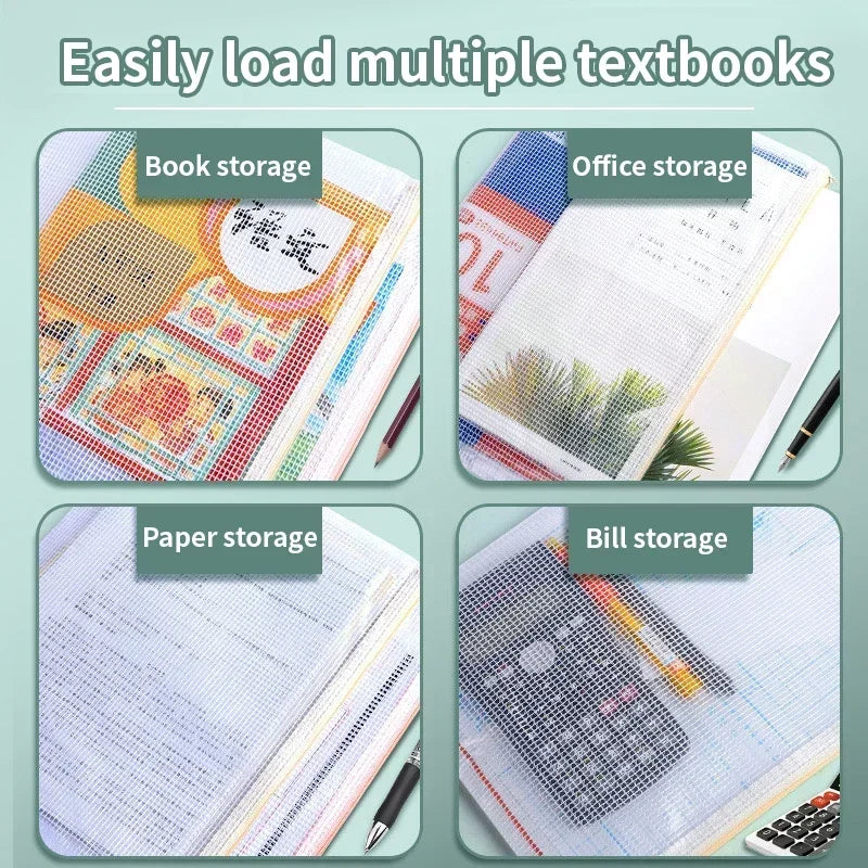 5/10/20pcs Mesh Zipper Bag Jigsaw Bag Zipper Bag for Organizing Classroom Organization Plastic Zipper Bag A4 Size Board Gam Amag
