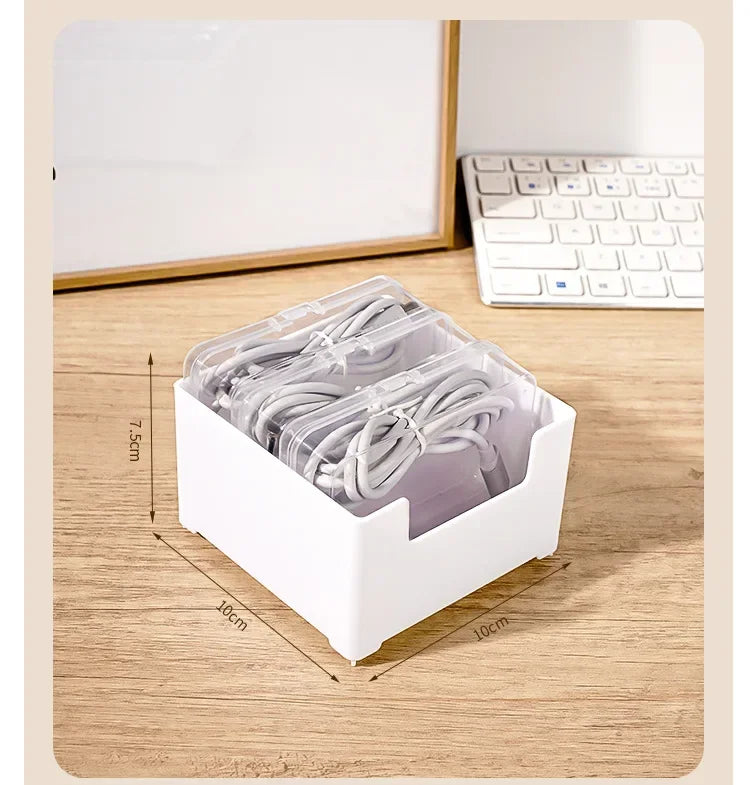 Data Cable Storage Box Home Phone Charger Separate Storage Box Desktop Cable Organizer Multifunctional Storage Organizer Amagi