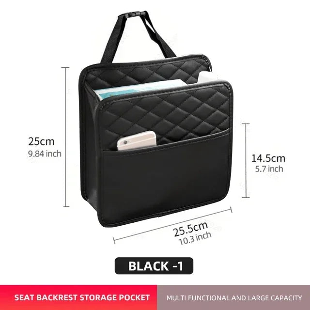 2/1pcs Multifunction Car Seat Hanging PU Leather Storage Bag Organizer Rear Seat Hanging Pouch Tissue Box Trash Dustb Accessorie