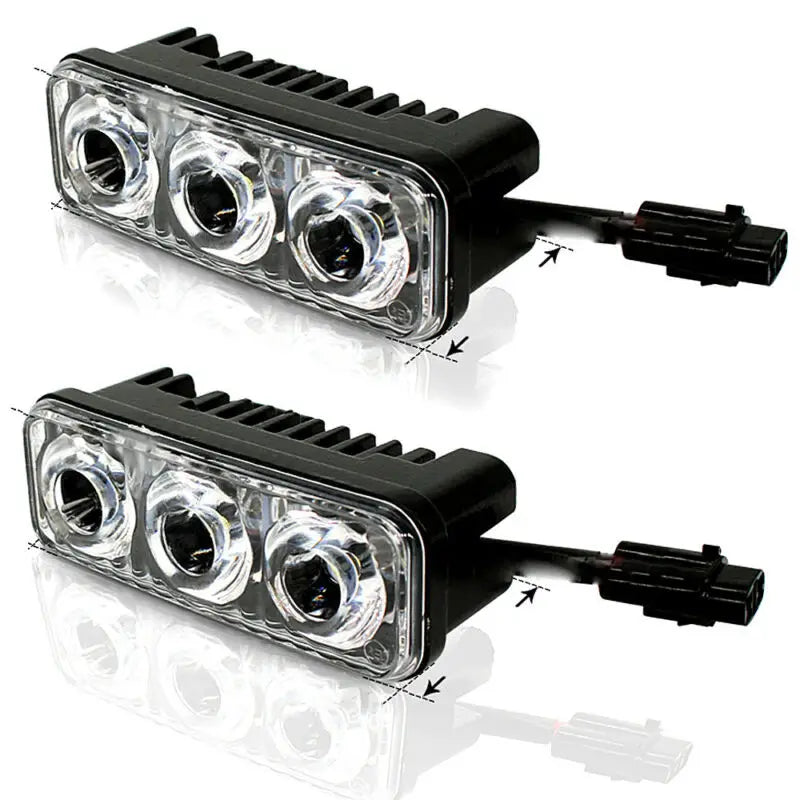 2pcs 3LED Car Work Light DRL Spotlight Super White High Power Waterproof Car Daytime Running Light Fog Lamp Driving Lamp
