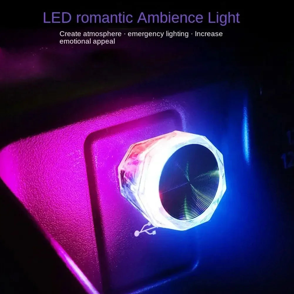 Car Cigarette Lighter USB Atmosphere Light LED Mini Colorful Night Light Wiring-Free Interior Lighting Supplies Accessories New