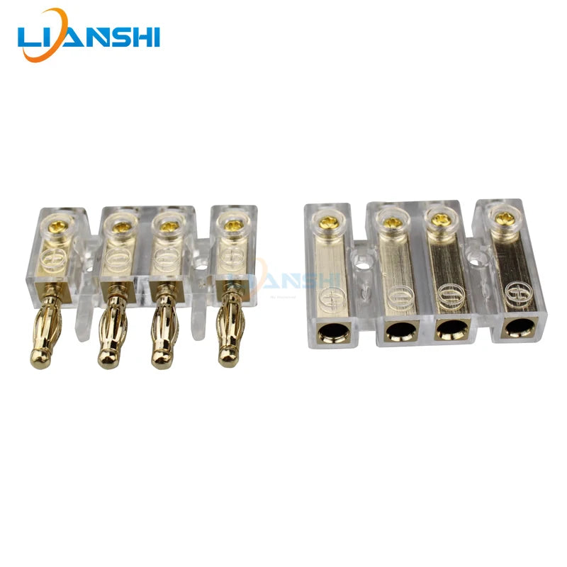 Four-way banana head connection terminals for quick connection of car plugs to sockets, speaker wires and power cords