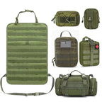6pcs/set Universal Car Backrest Wall Hang Seat Back Storage Bag Organize Molle Panel with 5 Detachable Pouch,Outdoor Campe Hike