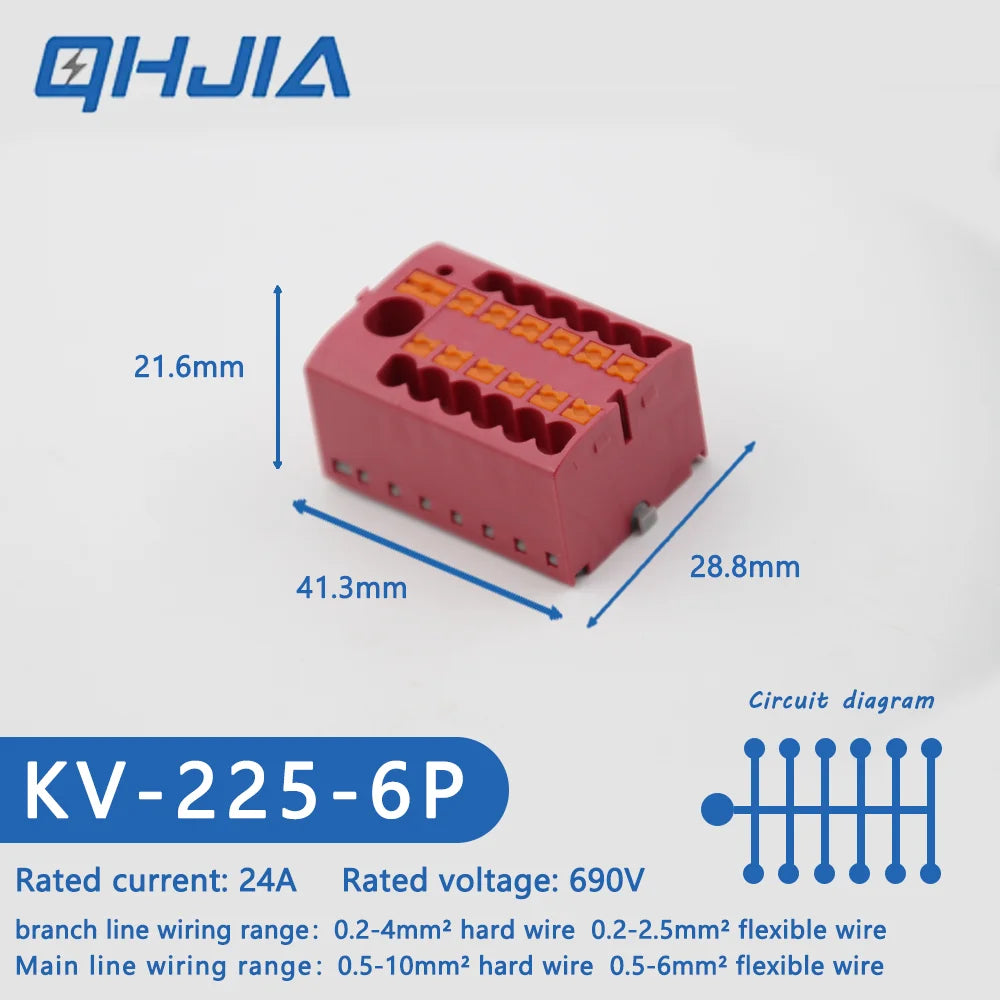 1 in Multiple Out Electrical Splitter Wire Connector Plug-in Terminal Block for Home Light Wiring Guide Rail Junction Box