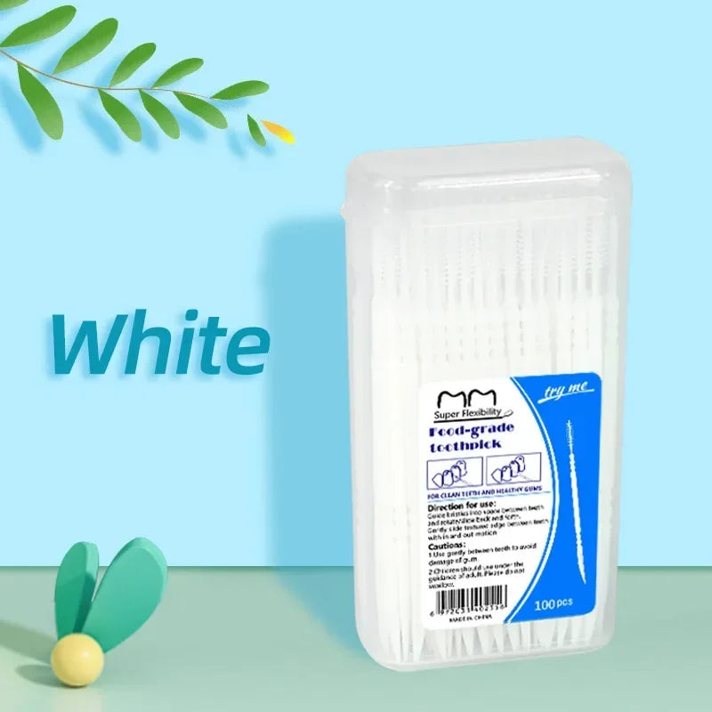 Brush Teeth Picking 100 PCs Boxed Plastic Toothpick Disposable Household Interdental Dental Floss Disposable Toothpick Amagi