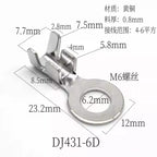 50pcs high-power wire nose D-pin power supply copper nose DJ431-6D pure copper wire nose 0.8mm thick 4-6 square wire nose