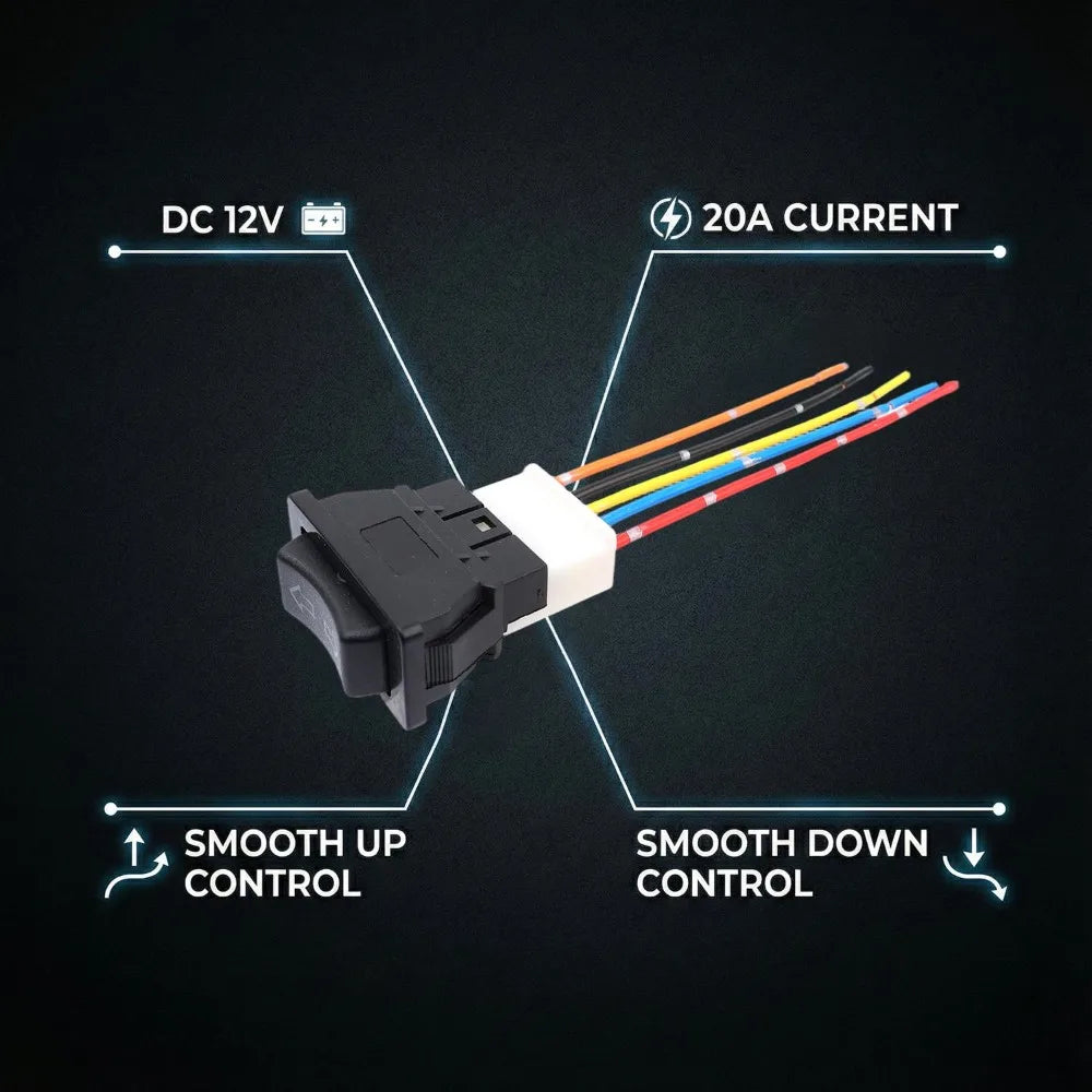 Universal Auto Power Window Switch Glass Lifting Control Button 12V 20A 5 Pin Rocker Toggle Blue Red LED Light Car Interior Kit
