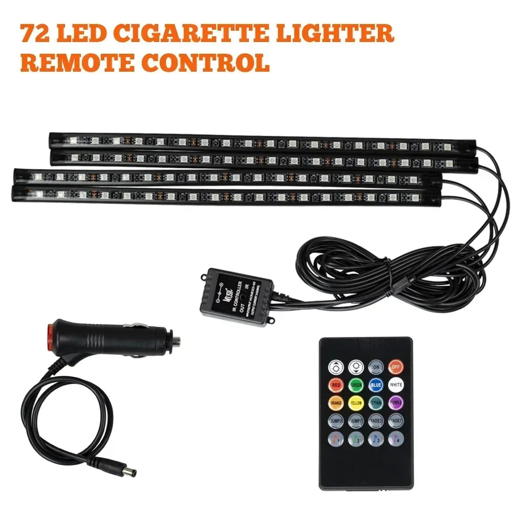Car RGB LED Strip Light Automotive Interior Foot 36/48 LED APP/Remote/Voice Control Atmosphere Decorative Lamp Ambient Amagi