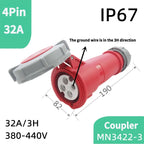 1PCS 4Pin 32A-3h Refrigerated and Refrigerated Container  Industrial Plug Quad Marine Four Hole Connector Socket 380-440V MN3412