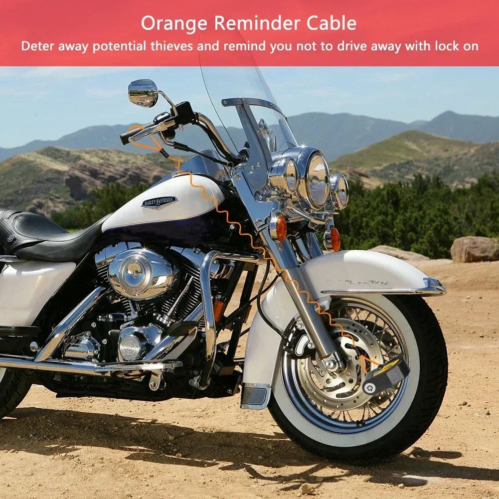 Motorcycle Bicycle Lock Alarm Safety Protection Padlock Disc Aluminum Alloy Anti-Theft Reminder Rope Lock Bag Motorcycle Amagi