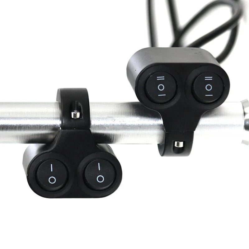 7/8" 22mm Aluminum Alloy 12V Motorcycle Handlebar Control Switch Dual Button Control Headlight Flasher Speaker Switch 2 Choice