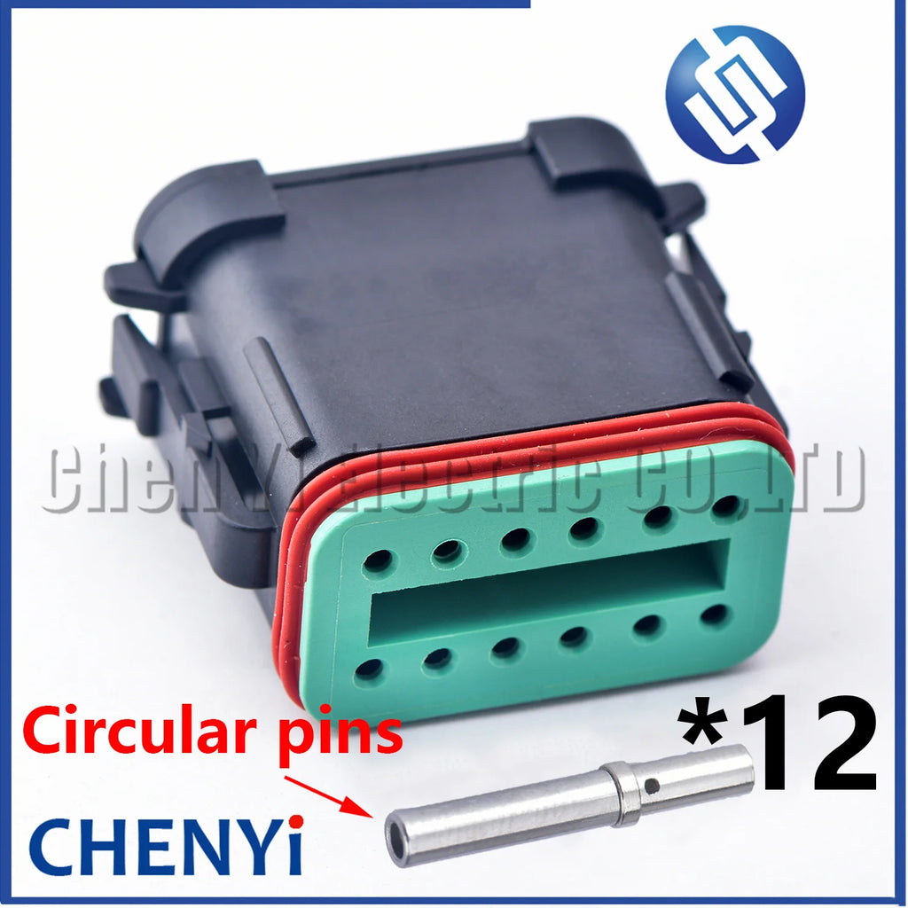 12 Pin Black DT series Connector Waterproof Plug Socket DT06-12S DT04-12P DT06-12S-E005 DT04-12P-E005 with pins For Deutsch