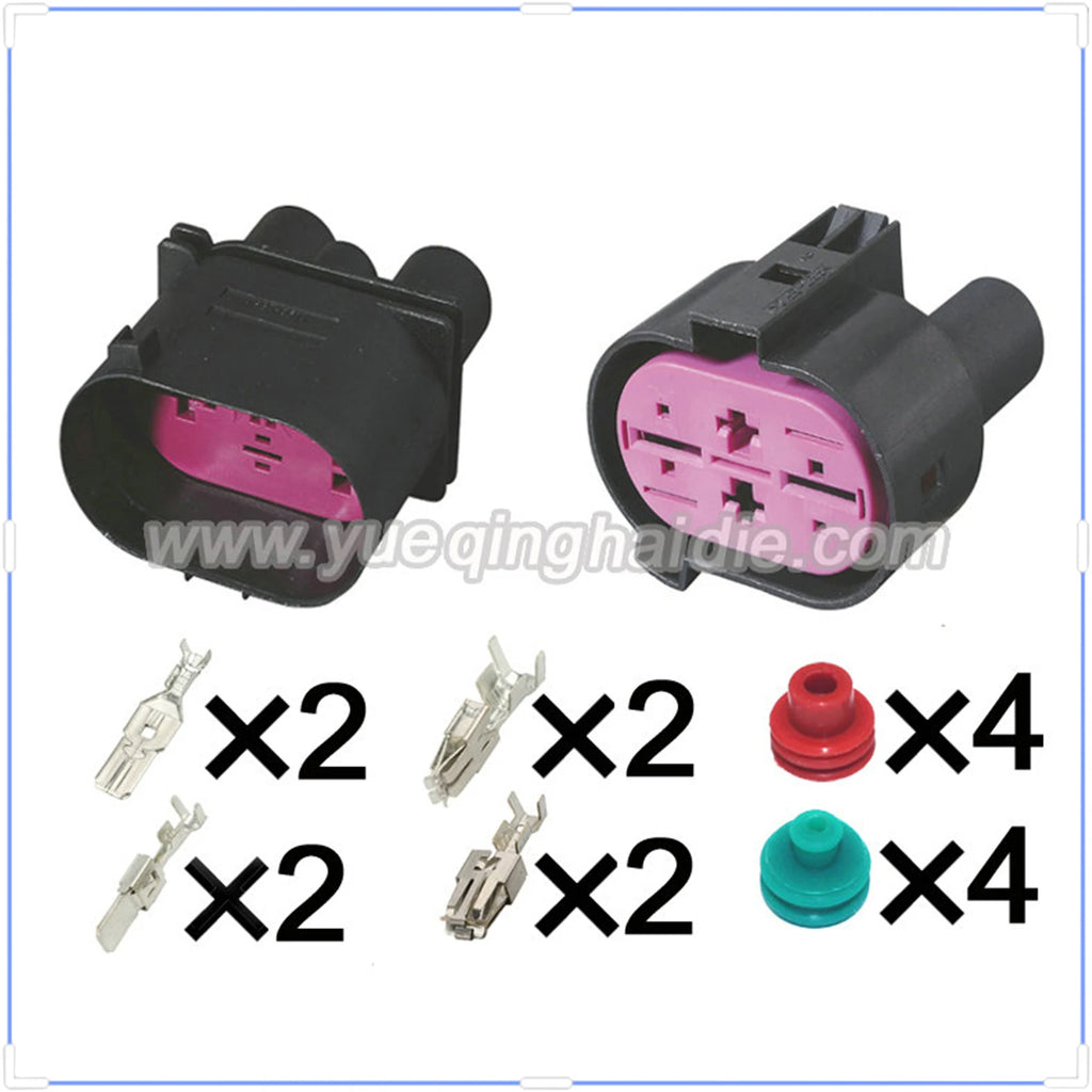 4Pin Connector Waterproof 6.3mm 9.5mm Male Female Connector Automotive Wiring Harness Cable Socket for VW 1J0906444 1J0906234