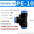 50/200 PCS PE Pneumatic Fittings 4/6/8/10/12/14/16mm Quick Connect Slip Lock Tee, 3-Way Plastic Air Water Hose Tube Connector