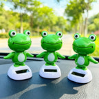 Cute Frog Car Interior Solar Decoration Bobble Head Frog Solar Powered Shaking Head Ornament Animated Car Dashboard Decoration