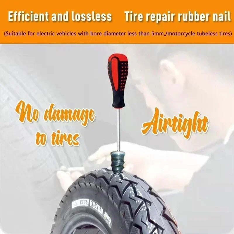 Vacuum Tyre Repair Rubber Nails Set Tire Puncture Repair Tool for Wheels Car Motorcycle Scooter Bicycle Tubeless Rubber Nail kit